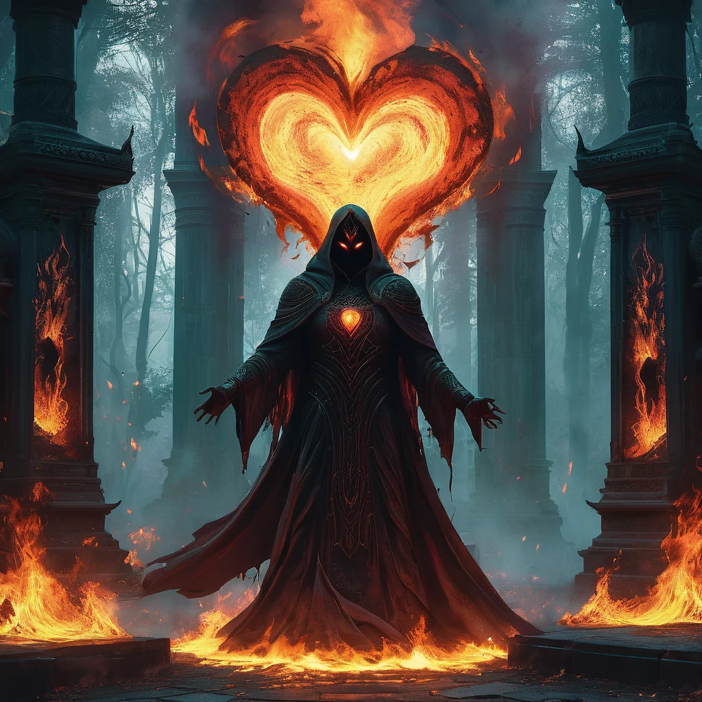 In the heart of a foreboding temple, deep within a shadowed forest, resides a flamesman—a mysterious figure cloaked in fire. Legends whisper of their power, borne from an ancient pact with elemental forces. As darkness encroaches and the temple walls echo with arcane chants, the flamesman emerges from the inferno, their burning eyes ablaze with secrets and the promise of forbidden knowledge. Tell the tale of this enigmatic guardian, their role in the temple's cryptic rituals, and the price they exact upon those who dare to seek their fiery wisdom.