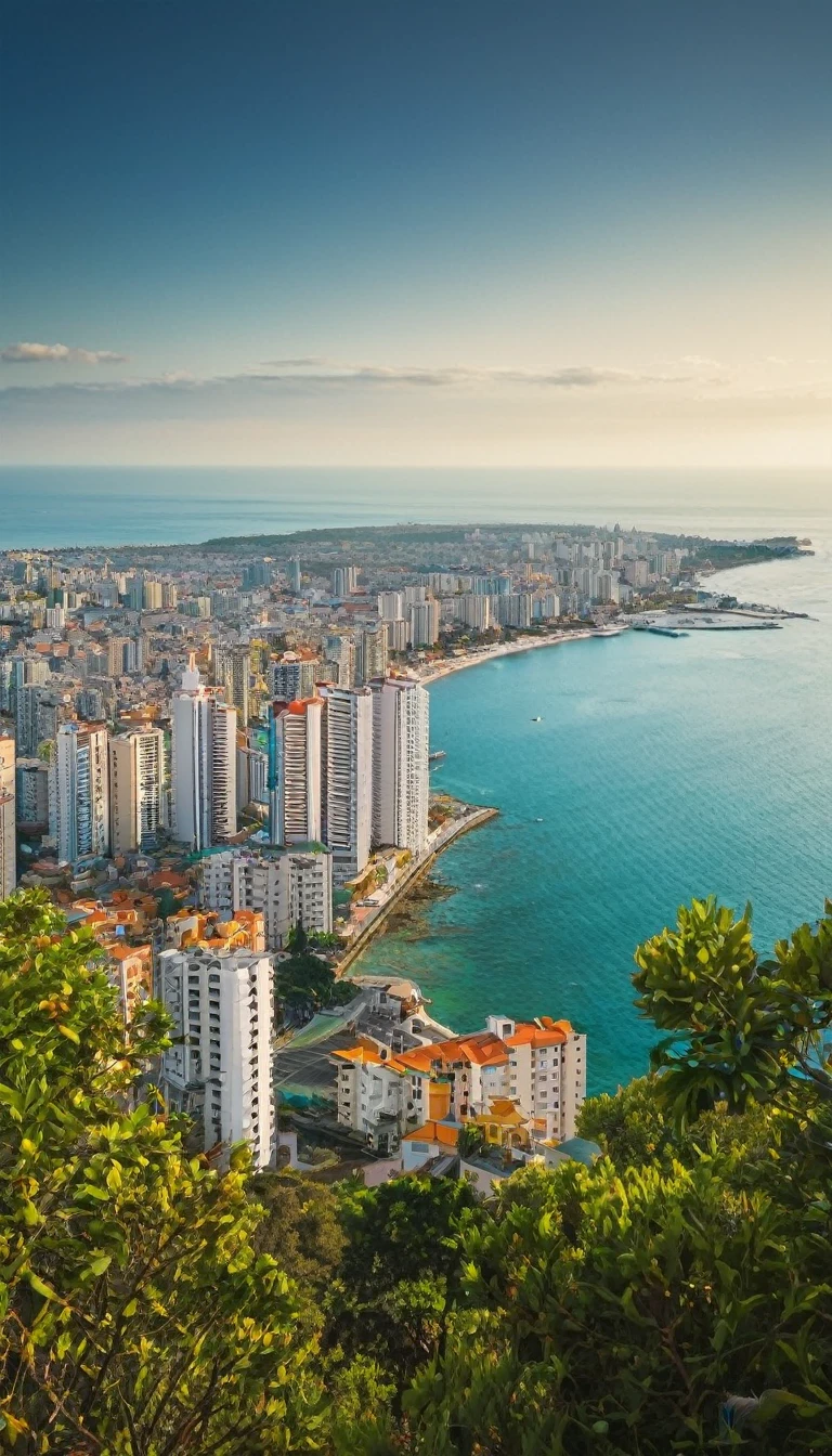 Cityscape with sea view