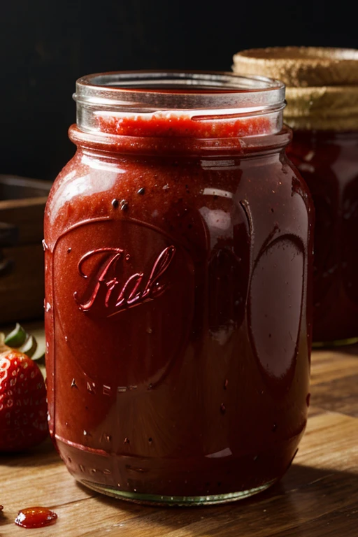 A jar of strawberry jam