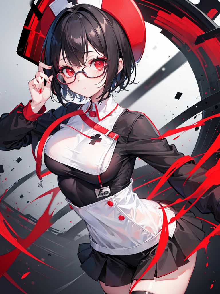 A woman with short black hair and pink-red eyes...........Wearing a teacher's uniform....... Slim profile, Fair-skinned, large boobs, Sexy. He blushed a little..........., Close your eyes and smile brightly.............On Mobile,pen