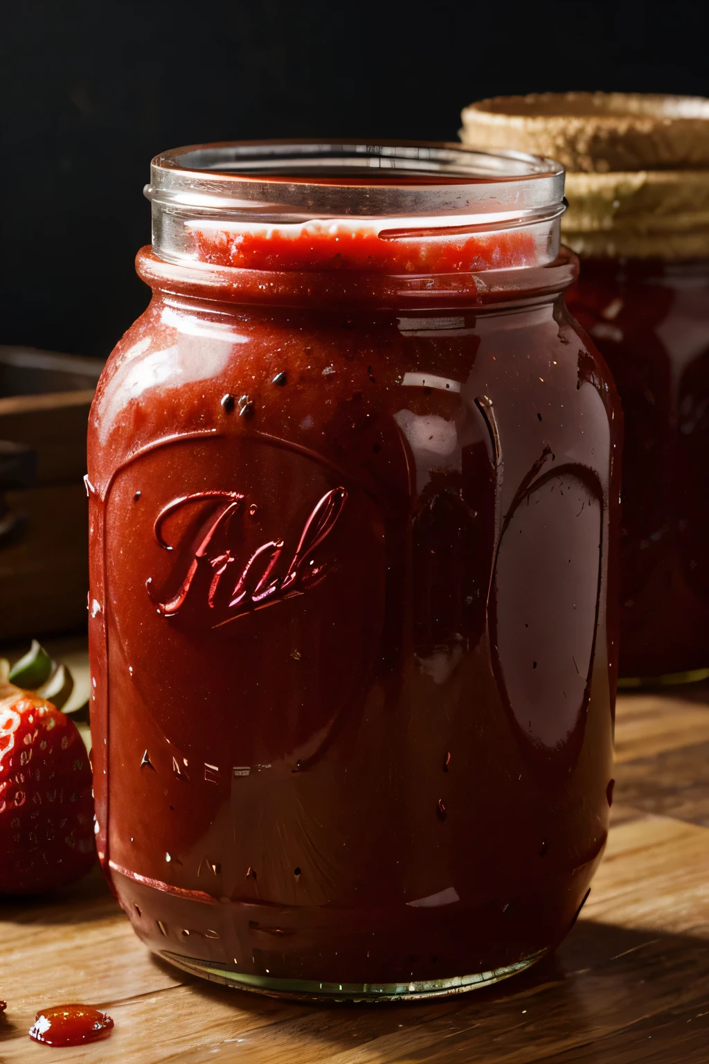 A jar of strawberry jam