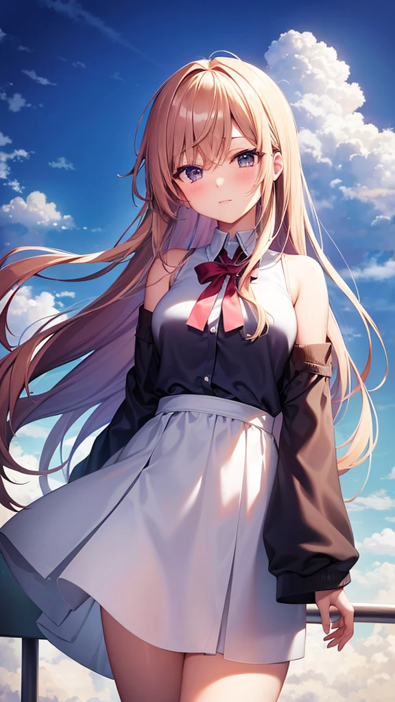 
The lining is visible　、White lace lining。A strong wind exposes her white cotton panties