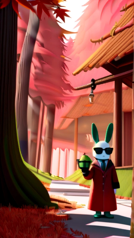 a 3D render (A photo of an adventurous little white rabbit sister standing on a path of autumn leaves), anthropomorphic turtle,full bodyesbian,Rear view,hairy, Clear and beautiful face, Big green bright eyes, Binoculars hanging from her chest, Sister Bunny is wearing a green fashion adventure outfit,Green fashion pants, Red hiking boots on his feet, , cute ears, Red and green camping hats, fashionable sunglasses, Carry a green shoulder bag with you, trowels, camping equipment, A compass associated with many adventure tools, Curious to explore expressions, Cartoon, 4D, Fox,Cartoony, Background: Autumn Leaf Forest Trail Red Forest, autumn forest, red illuminating fog, In a red dream, really beautiful forest, Beautiful forest, Beautiful hazy wood, Red shade spray, Breathable and beautiful trees, breath-taking beautiful trees, red fog, beautiful forests and trees, Bright but dark red, red trees,
concept art of character,Photography,Clear facial features,A beautiful painting by Alphonse Mucha,Pixar style,Cartoon style,beatrix potter (beatrix potter) 's illustration,Furuhiko's work,Masterpiece,Matte painting,dreamlike realism,magic realism,Dreamlike,author:Owen Blumenfeld,petra collins,author:natalia drepina,Dreamy atmosphere,Whimsical atmosphere,Ethereal atmosphere,Romantic atmosphere,illusory engine,Quixel Megascans Render,v-ray,UE5,High detail,hyper qualit,high resolution,trending on artstationh,8K16K,hyper photorealism,Faraway view, (degrees of freedom),cinema shot,Beautiful lighting, --AR 9:16 --style raw --uplight、目から涙を流してる、ハバネロを食べてる