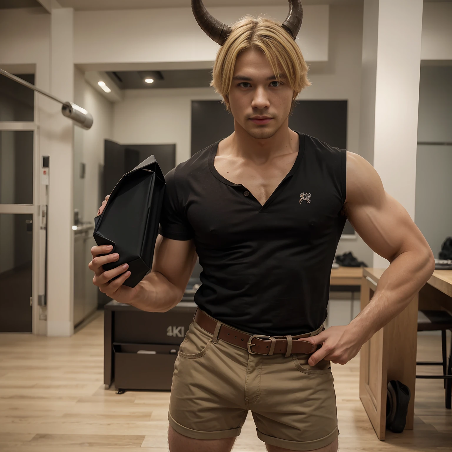 hi res, 8K, iPhone Wallpaper, foreshortening, close-up, detailed background,long shot, standing, delga, , male, scalie, blonde hair, blonde eyebrow,
horn, ups-outfit, shorts, collared shirt/polo shirt, hat, holding box, belt, shoes
masterpiece, best quality, muscular male anthro, furry, kemono, red body,detailed fluffy fur, professionally color graded, professional photography, well drawn, masterpiece, hyper realistic, ultra detailed, high quality, best quality, 4k, 8k, raw
( athletic slim, slim hunk), by null-ghost,by takemoto arashi, by canyne khai,