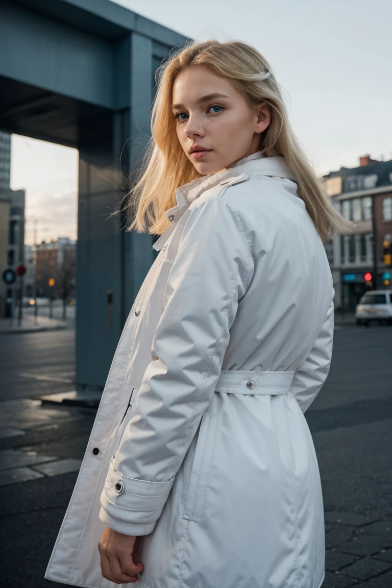 (highest quality:1.2), Ultra-detailliert, European-American woman, 21 jahre jung, realistisch, modernes Ambiente, legere Kleidung, natural lighting, urban environment, Leuchtende Farben, blonde haare