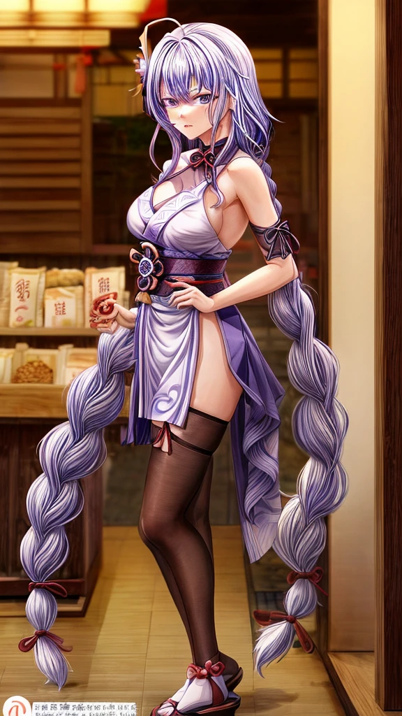 Beautiful girl with pink hair , long hair, 2 braids, Beautiful face, White skin, huge breasts, big ass, dressed in a black kimono, perfect anatomy, Masterpiece, symmetry, no deformations