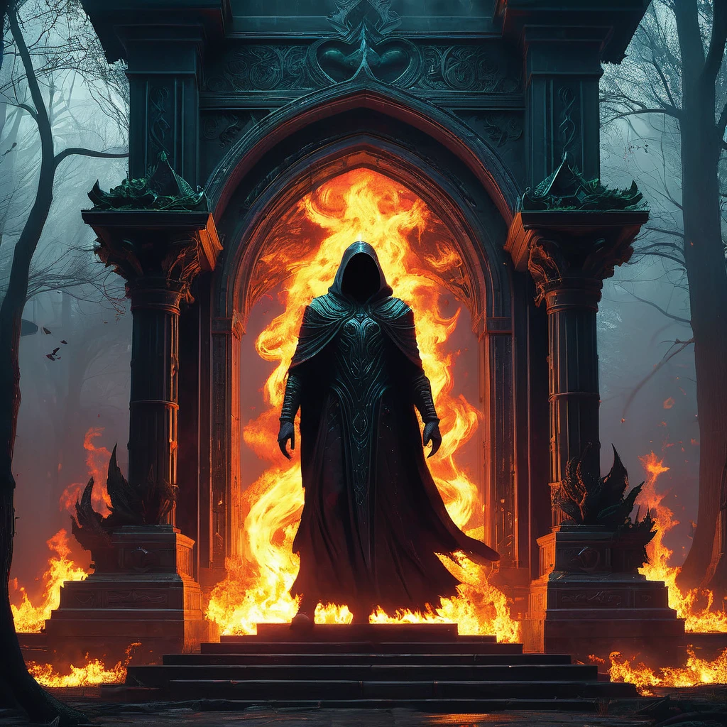 In the heart of a foreboding temple, deep within a shadowed forest, resides a flamesman—a mysterious figure cloaked in fire. Legends whisper of their power, borne from an ancient pact with elemental forces. As darkness encroaches and the temple walls echo with arcane chants, the flamesman emerges from the inferno, their burning eyes ablaze with secrets and the promise of forbidden knowledge. Tell the tale of this enigmatic guardian, their role in the temple's cryptic rituals, and the price they exact upon those who dare to seek their fiery wisdom.