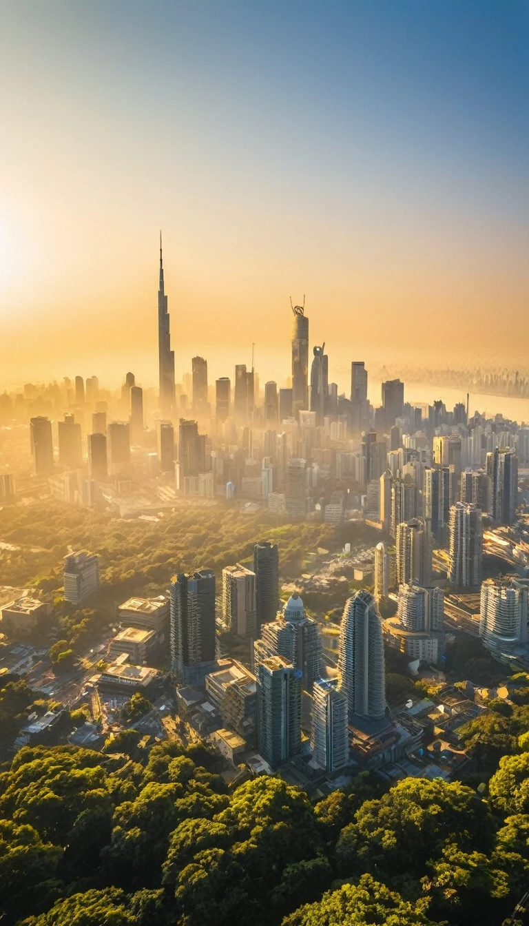 Cityscape in the morning sun