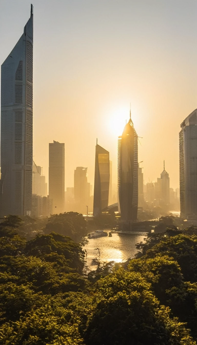 Cityscape in the morning sun