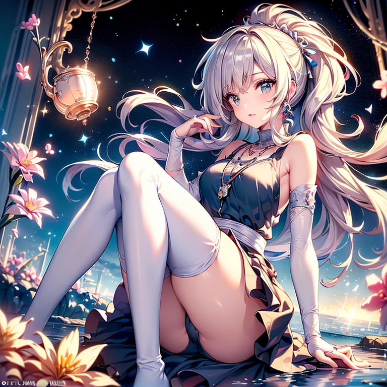 (master piece, high-quality, Mystical, ideal ratio of body proportions), (ultra high resolution, 8K RAW photo, photorealistics, natural lighting, textile shading), wideshot photo:1.6, (1 beautiful anime girl:1.3, , solo:1.5, milf:1.5, nsfw:1.25, full body:1.3), shinny skin, BREAK, ((alice in the wonderland:1.3, cuty, kawaii, lovely, funny, a girl falling down from sky:1.5, flying girl in sky:1.5, girl is floating in air:1.1, rolling up skirt by wind:1.5, (shamed:1.3), surprising, putting hands on crotch with apron:1.35)), BREAK, ((PlayingCards, Trump, tea cup, tea pot, tea spoons, small clock:1.3, lip sticks, candies:1.2, cookies, jam bottles, keys)), ((Royal-Blue dress :1.5, wearing long flaired skirt with blowing:1.3, White Apron, white stockings)), (medium long platinum-blonde hair:1.2, twin tail hair:1.6, tied hair with a large ribbon), (Blue eyes, bright pupils with highlights, detailed eyes), (lying down on your back:1.6, leaning forward:1.2, spreading legs with rising up straight:1.5), ((dutch angle:1.5, full body:1.3, ass focus:1.3, from below:1.5, unbalance posture)), cinema poster image, Exotic wallpapers, fantastic colorful art, (fantasy image:1.5), ((correct anatomy:1.5, perfect anatomy:1.3, correct hand, small foot:1.2)),