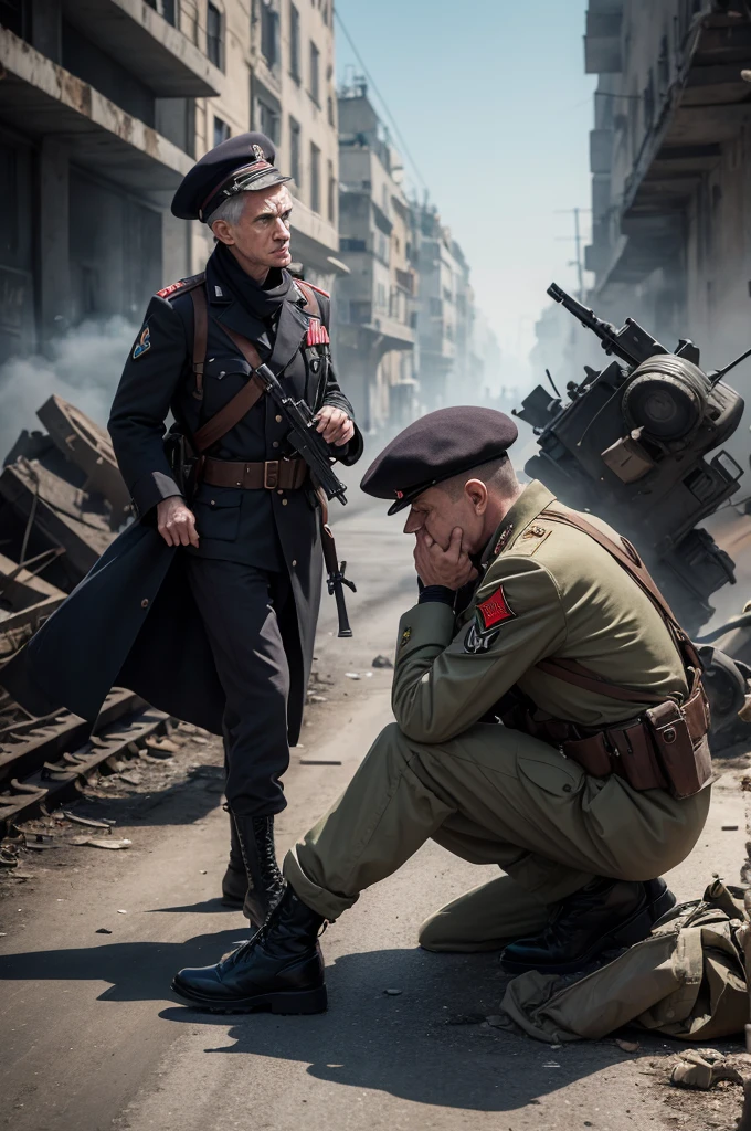 Create a cover image about World War 3 with skinny poor and rich