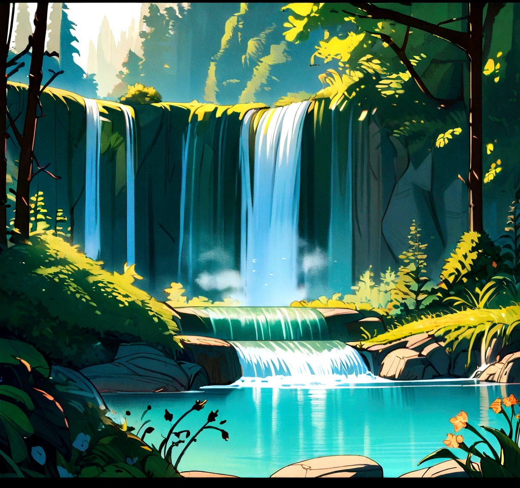 Close-up of a waterfall with a forest in the background, Tilt Shift Photo（Jason A）. Engle, unsplash Contest Winner, Romanticism, lakes and waterfalls, waterfalls and lakes, Ryan Dyer, Amazing waterfall, 3 0, Breathtaking composition, A tranquil and beautiful waterfall, beautiful Amazing waterfall, 2 0, 500 pixels, 5 0 0 px, Breathtaking colors