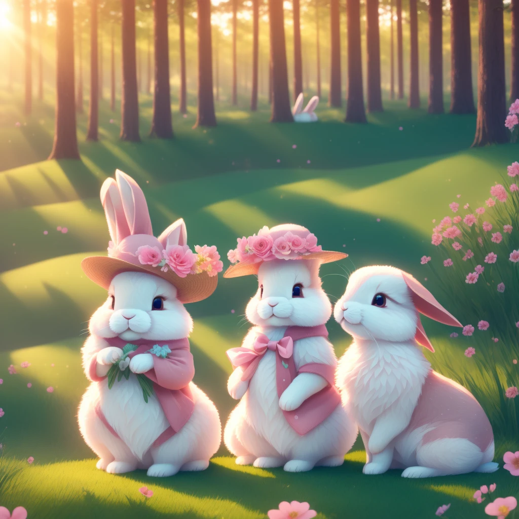(a prompt example)
"(best quality,8K,highres,masterpiece:1.2),ultra-detailed,physically-based rendering,a cute bunny with one ear bent,wearing clothes,wearing a hat,lifting two front paws,soft fur,friendly expression,soft and fluffy cotton tail,furry paws and ears,green meadow background,sunshine filtering through the trees,vibrant colors,two vibrant pink flowers in the bunny's paws,vivid blue sky with fluffy white clouds,sparkling highlights on the bunny's fur,immersive sunlight,captivating and enchanting scene."、The tip of the tail is fire、Baby rabbit、My eyes are watering