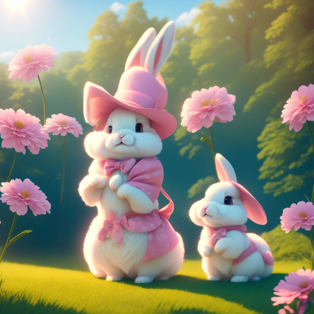 (a prompt example)

"(best quality,8K,highres,masterpiece:1.2),ultra-detailed,physically-based rendering,a cute bunny with one ear bent,wearing clothes,wearing a hat,lifting two front paws,soft fur,friendly expression,soft and fluffy cotton tail,furry paws and ears,green meadow background,sunshine filtering through the trees,vibrant colors,two vibrant pink flowers in the bunny's paws,vivid blue sky with fluffy white clouds,sparkling highlights on the bunny's fur,immersive sunlight,captivating and enchanting scene."、The tip of the tail is fire、 rabbit、My eyes are watering