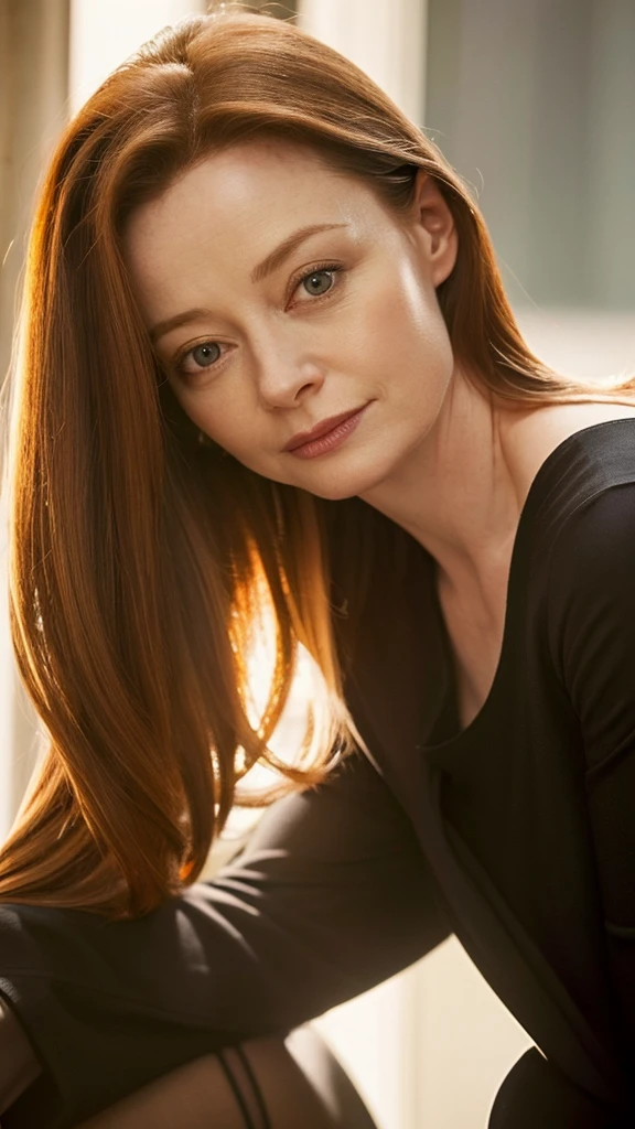 Fondo de pantalla de alta definición, sunrise ,RAW, A woman,37 years old , ( SFW), [ great detail: ( eyes :Miranda Otto),( Eyelids : vesper lynd),(between eyebrows:vesper lynd),(Eyebrows : Vesper lynd),(forehead: vesper lynd),(nose:Miranda Otto),(boca: Miranda Otto),(jawline: Miranda Otto), ( jaw angle: Vesper lynd) ,( breasts: Vesper lynd),(legs : vesper lynd), wears a leather jacket