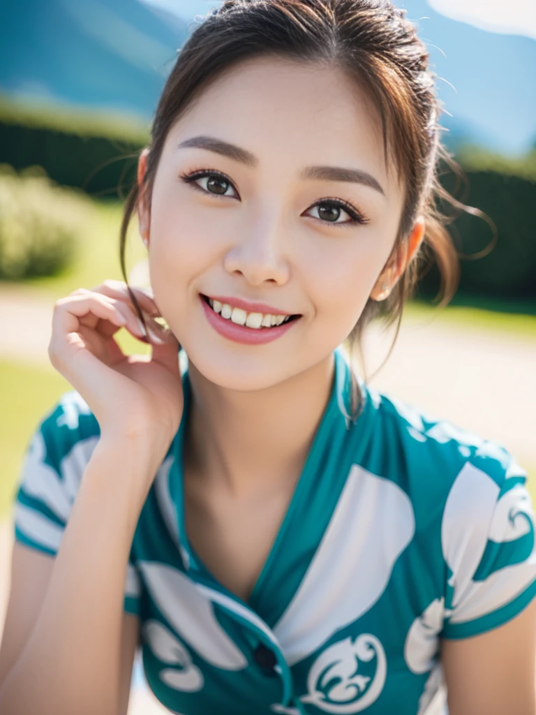 (masterpiece, a gorgeous lady,  18, wearing Sky-blue traditional Qipao, relaxing, overlooking Swiss Alps, cool snowy morning, dimpled smile, short bob hair, ponytail, cute snaggleteeth, well-endowed round bosom, smooth porcelain skin, detailed face, beautiful detailed eyes, photorealistic, hyper-realism, high contrast, ultra HD, realistic skin texture, top image quality, top-quality, super high resolution, fine details, very meticulously, natural lighting, bokeh background, head to thigh, hip focus)