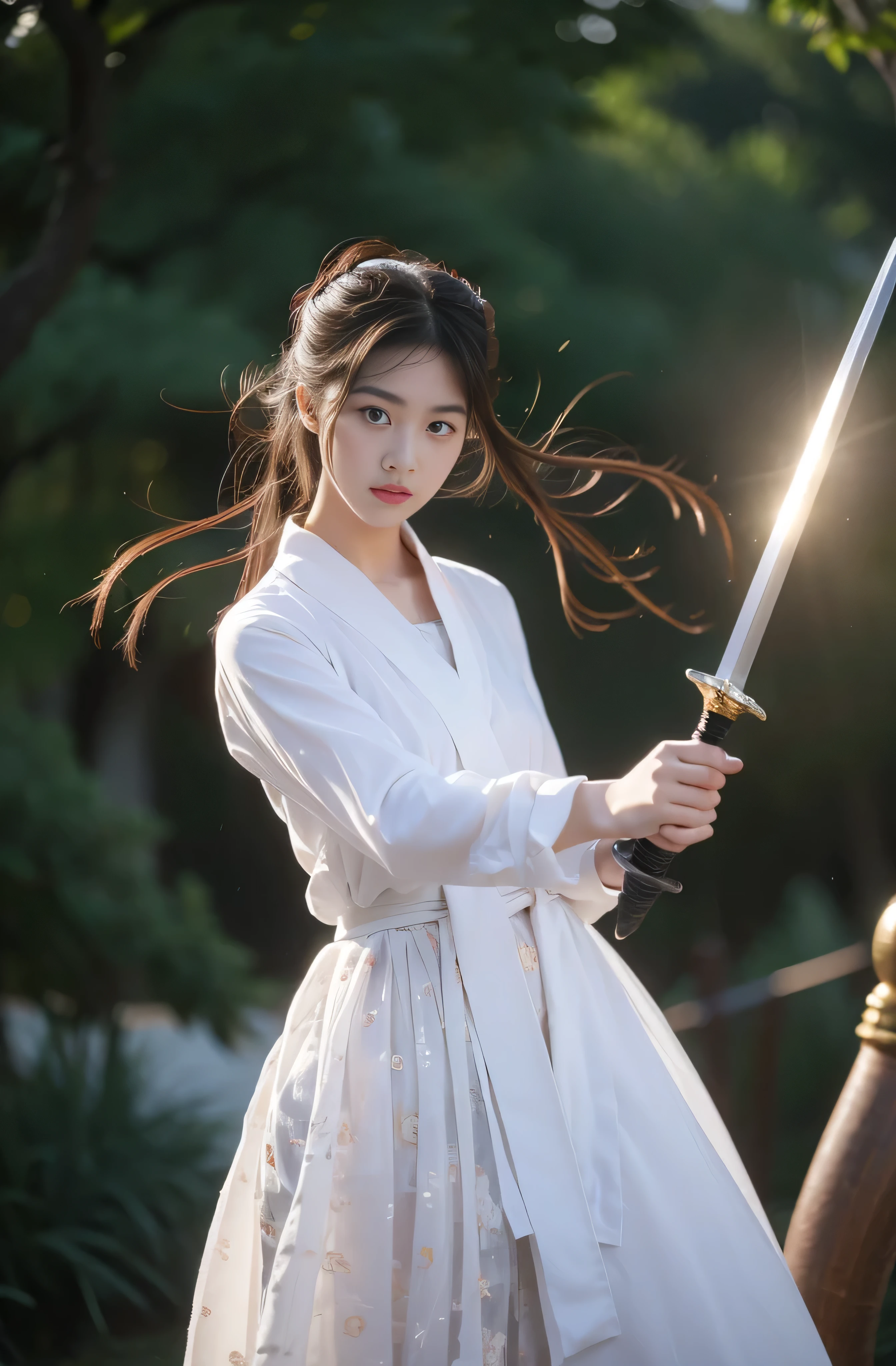 1 girl,Looking at the audience, Focus alone, Practical, Holding a sword