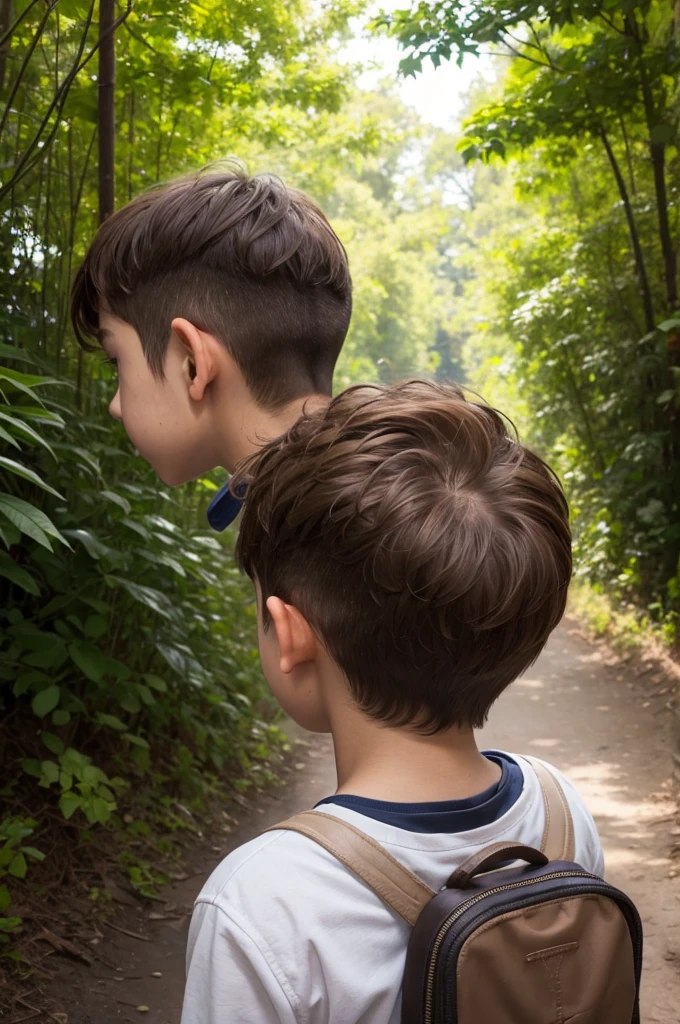 A boy with light brown hair on his back looking at the environment