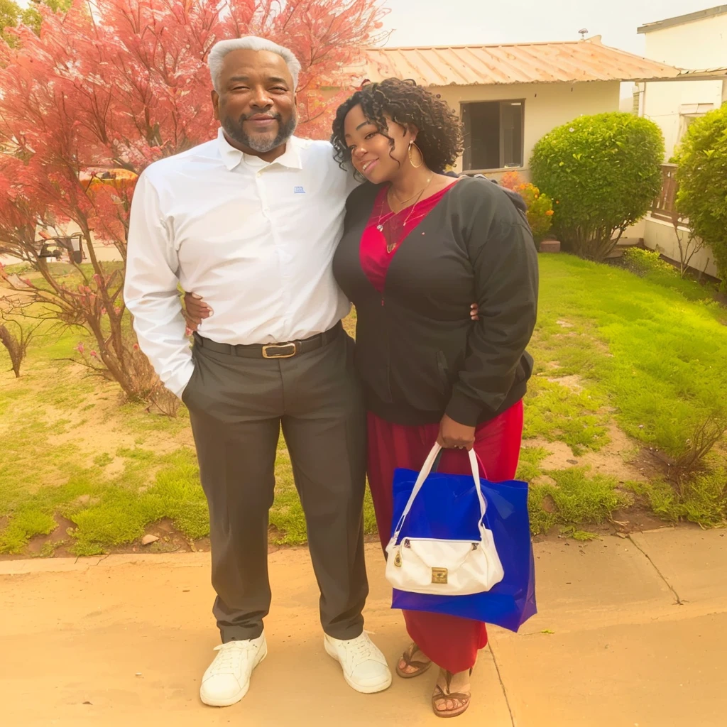 They're on the outside, in front of a house with a red bush behind them, Lovely couple, Mom and Dad, taken at the beginning of 2020, with God, edited, the background is heavenly, profile image, foto perfil, he is about 2 , ney matogrosso with malice, he is! about 30 years