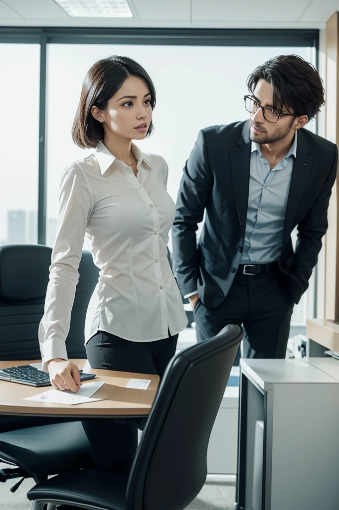 Two executives negotiating inside an office room