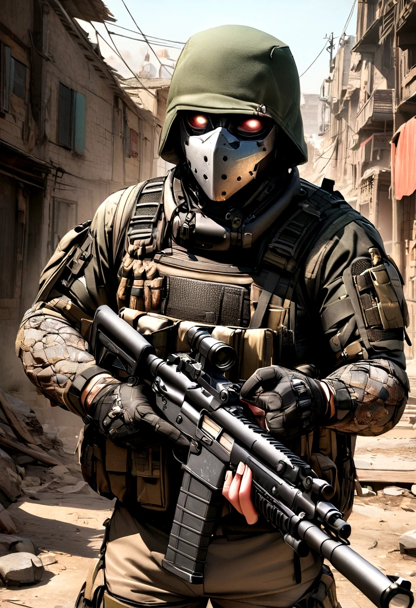 make me a photo realistic masked ghost call of duty mobile
