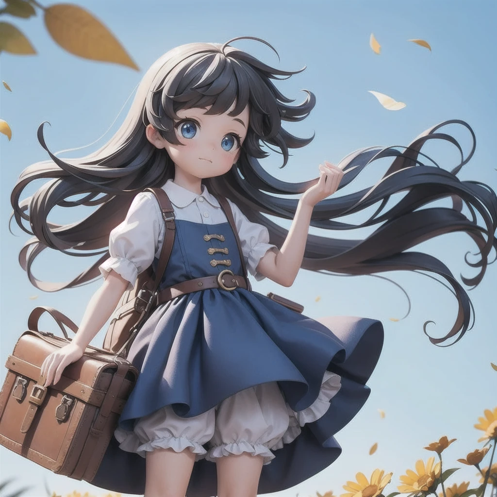 Girl 、Medieval dress with panniers、Fabric Realism、Low - Angle、Wearing bloomers、I can see the drawers、Pull up the hem of your dress with your hands、Strong winds、blue sky