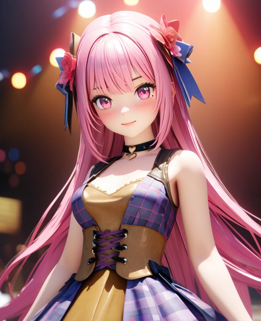 masterpiece,highest quality, Very detailed, High resolution, expensive resolution, High resolution, 4K, 8k, unity 8k wallpaper, Very detailed CG, masterpiece, 2D, 3D, Beautiful details, depth, Fine texture , highest quality: 1.3, Fully focused, Crispy.skin, .he,
Very cute anime girl 、idol, bikini、Large Breasts、Pink medium-long hair wearing expensive , Mole under the eye, looking at the viewer , expensive , blush, Mole, Lips parted, Pink Eyes, Heart-shaped choker smile