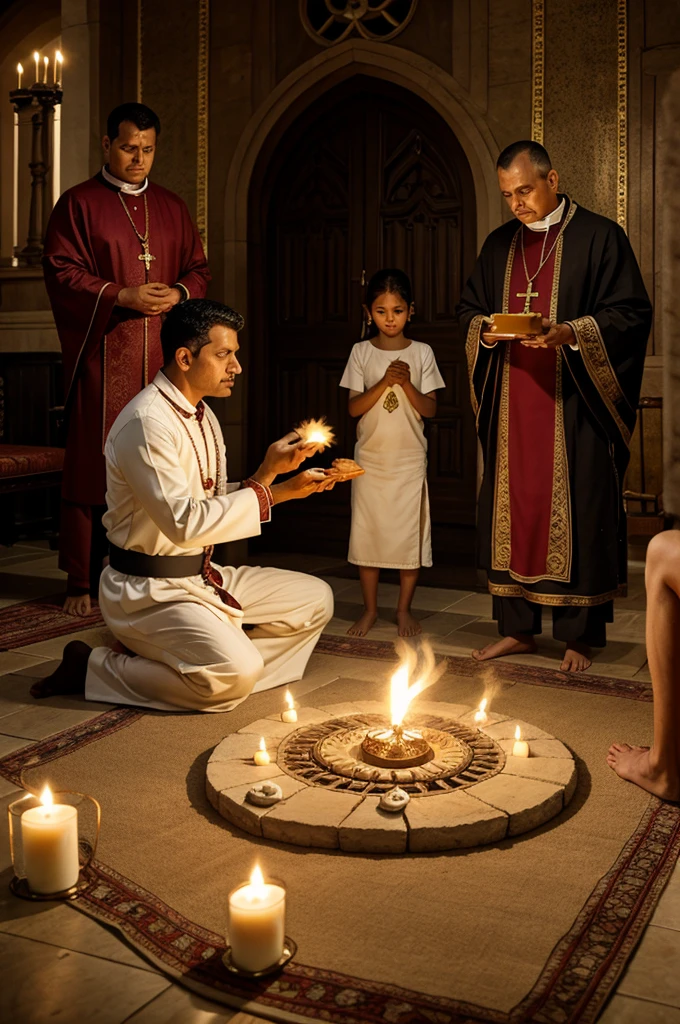 The family seeks help from a priest, who performs a havan to rid the house of negative energy.]