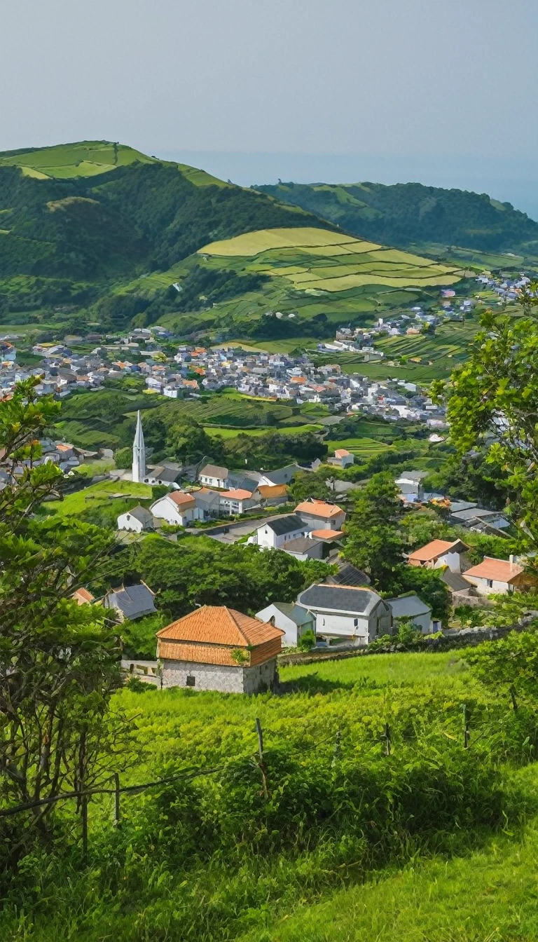 A rural town with a sea view