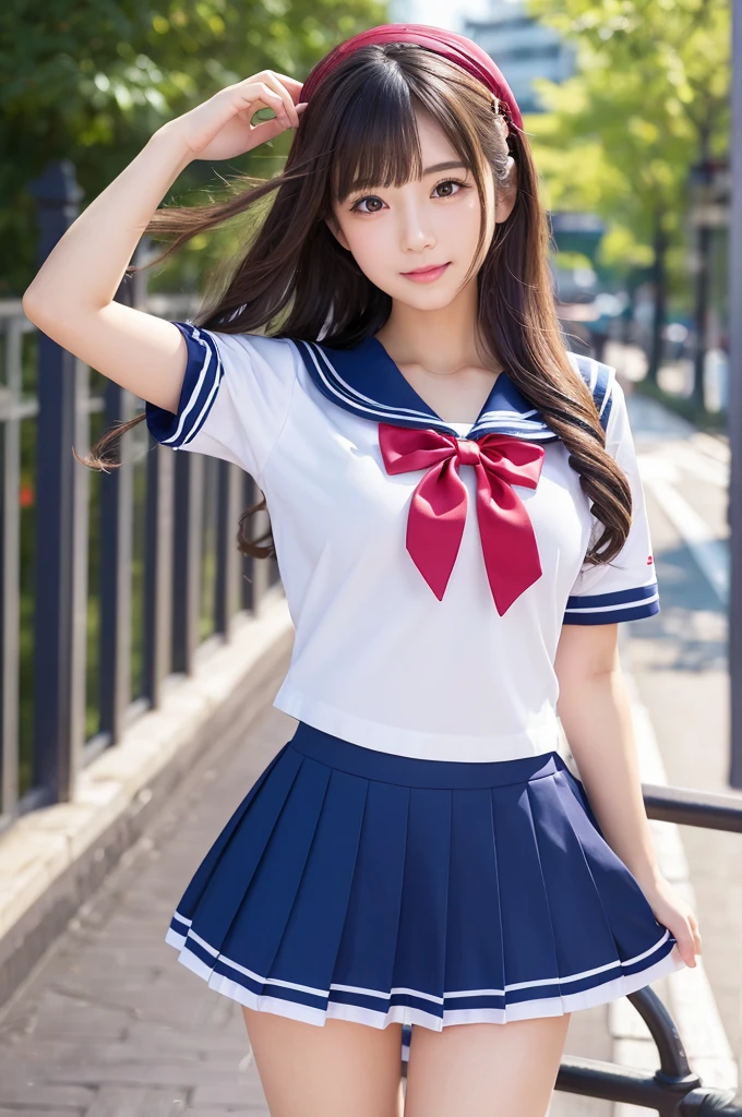 ((Highest quality)), ((masterpiece)), (detailed), One girl,Idol Master、Sailor suit、Panty shot