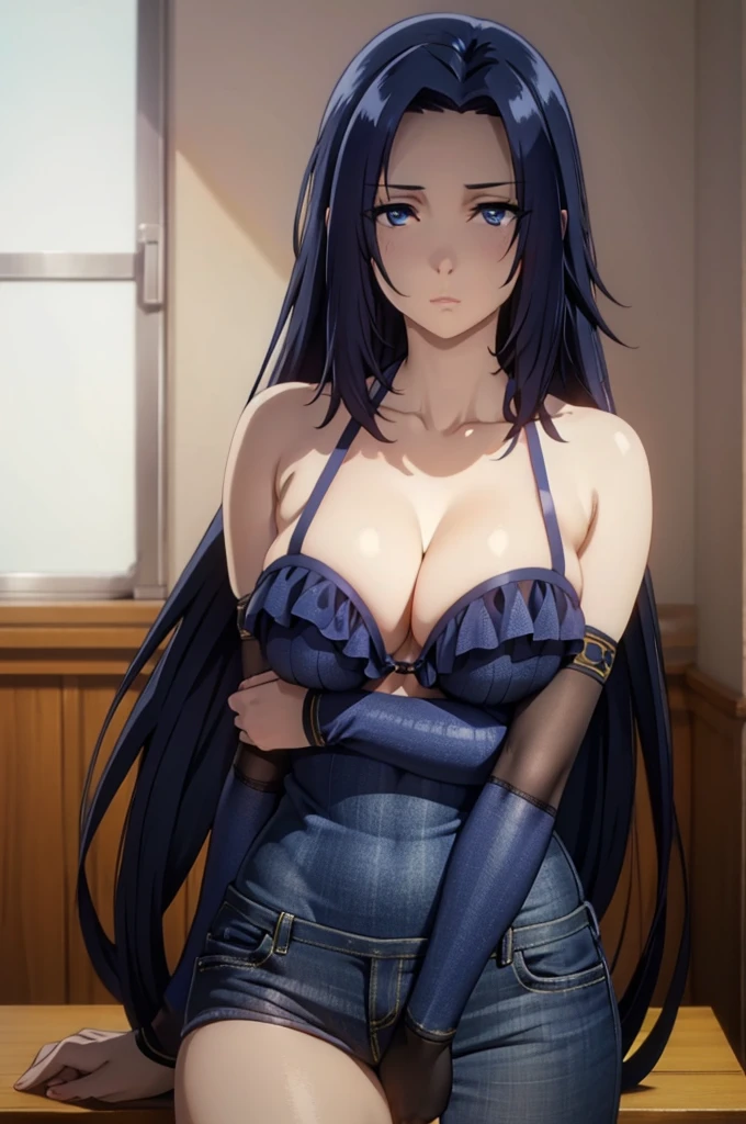 (blue eyes,blue hair),A beautiful girl playing at the river, (hyperrealistic), (illustration), (high resolution), (8K), (extremely detailed), (best illustration), (best quality), (ultra-detailed), (masterpiece), (wallpaper), (photorealistic), (natural light), (beautiful detailed eyes), (detailed beautiful face), (high detailed realistic skin texture), (anatomically correct), (solo:1.32), (1girl:1.31), (high detailed realistic hair), (detailed eyes), (sparkling eyes), (realistic ), (slender abs), (dynamic pose), (closed tiny mouth), (concentrated expression), (upon body from head to thigh), (dimple), (beautiful cute Russian woman face:1.3), (beautiful cute Pakistani we:1.3), red swimsuit, short jeans