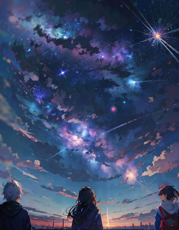The anime scene is full of stars for the three, Cosmos Sky. By Makoto Shinkai, Star(sky) Starry_sky, Starry sky!!, Starry sky, Anime Sky, Starry Sky 8 K, night under the starry sky, Milkyway Sky, Cosmos Sky, space sky, cosmic starry sky, 4K anime wallpaper, galaxy in the sky