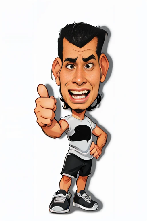 cartom man with a thumbs up and a black and white shirt, tom rendering, in cartom style, tom, caricatura illustration, caricatura style, cartom style illustration, cel sombreado:15, cartom artstyle, cel sombreado!!!, caricatura, caricatura!!!, Estilo de clipart de Harry Volk, !!! muito coerente!!! arte vetorial, cel-shaded:17