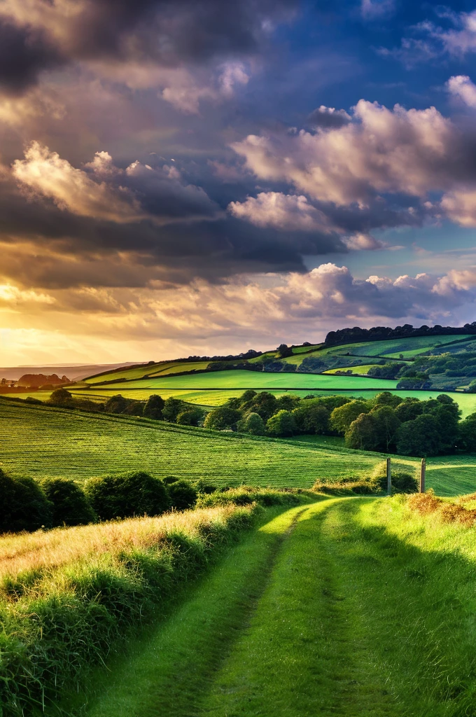 Original landscape，Sky and clouds，Tyndall effect，A country road，Colorful hot air balloon，High quality desktop wallpaper, Verdant forest, Detailed field properties, Beautiful English countryside, Stunning scenery, Rolling Hills, Landscape Wallpaper, Lush countryside, Green forests, Stunning scenery, Green fields in the background, High quality wallpaper, Beautiful wallpapers，Ultra high quality，Ultra HD，Ultra-high resolution