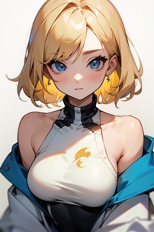 a beautiful blonde haired girl 、Tube top、Beautiful clavicle、korean fashion、Korean、Off-the-shoulder hoodies