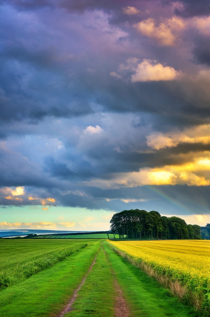 Original landscape，Sky and clouds，Tyndall effect，A country road，Colorful hot air balloon，High quality desktop wallpaper, Verdant forest, Detailed field properties, Beautiful English countryside, Stunning scenery, Rolling Hills, Landscape Wallpaper, Lush countryside, Green forests, Stunning scenery, Green fields in the background, High quality wallpaper, Beautiful wallpapers，Ultra high quality，Ultra HD，Ultra-high resolution