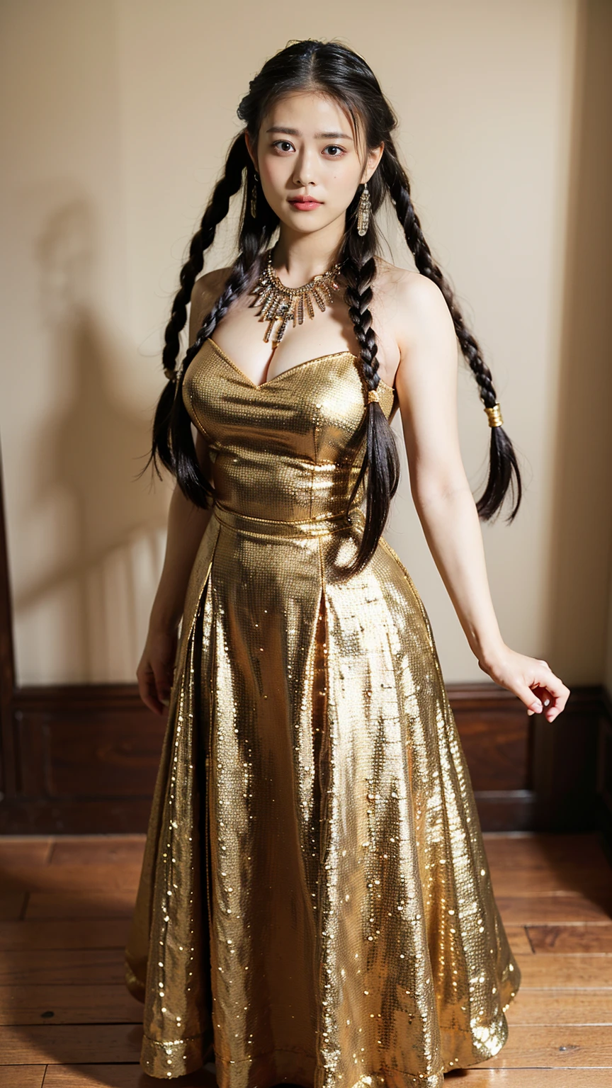 (high quality, masterpiece, High resolution, 超High resolution, Realistic details, Ultra-realistic, Perfect figure:1.4), Shiny skin, logic, tattoo, (Cornrow Braids), Hair that falls over the shoulders, Gradient Hair, dress, Captivating smile, (巨大なchest,Giant&#39;chest,unbalanced,美しいchest:1.8),(A very tall beautiful girl is standing:1.2),(Muscular,Abdominal muscles,Muscularな女の子,Physical build,Huge muscular body:1.3)