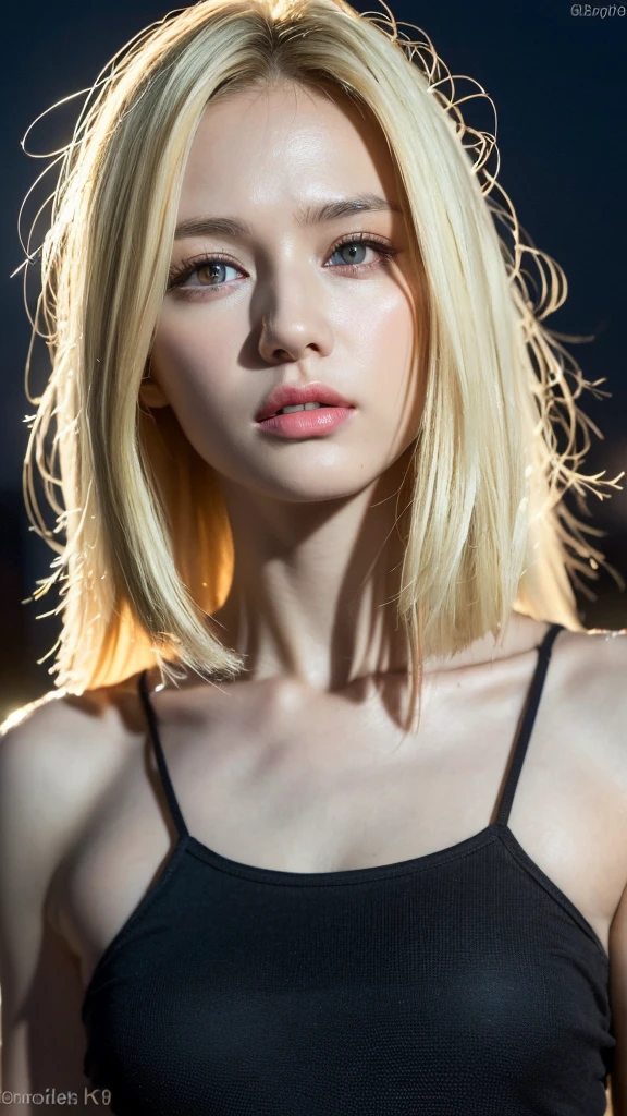 ((Best Quality, 8k, Masterpiece: 1.3)), Full Body, Focus Sharp: 1.2, Outstanding Beauty: 1.4, Slender Abs: 1.2, (((Blonde, Big: 1.2)), Tank Top Dress: 1.1, (Night City, Street: 1.1), Highly Detailed Face and Skin Texture, Detailed Eyes, Double Eyelids