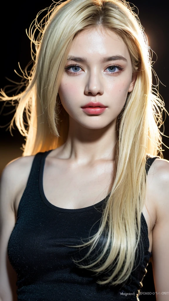 ((Best Quality, 8k, Masterpiece: 1.3)), Full Body, Focus Sharp: 1.2, Outstanding Beauty: 1.4, Slender Abs: 1.2, (((Blonde, Big: 1.2)), Tank Top Dress: 1.1, (Night City, Street: 1.1), Highly Detailed Face and Skin Texture, Detailed Eyes, Double Eyelids
