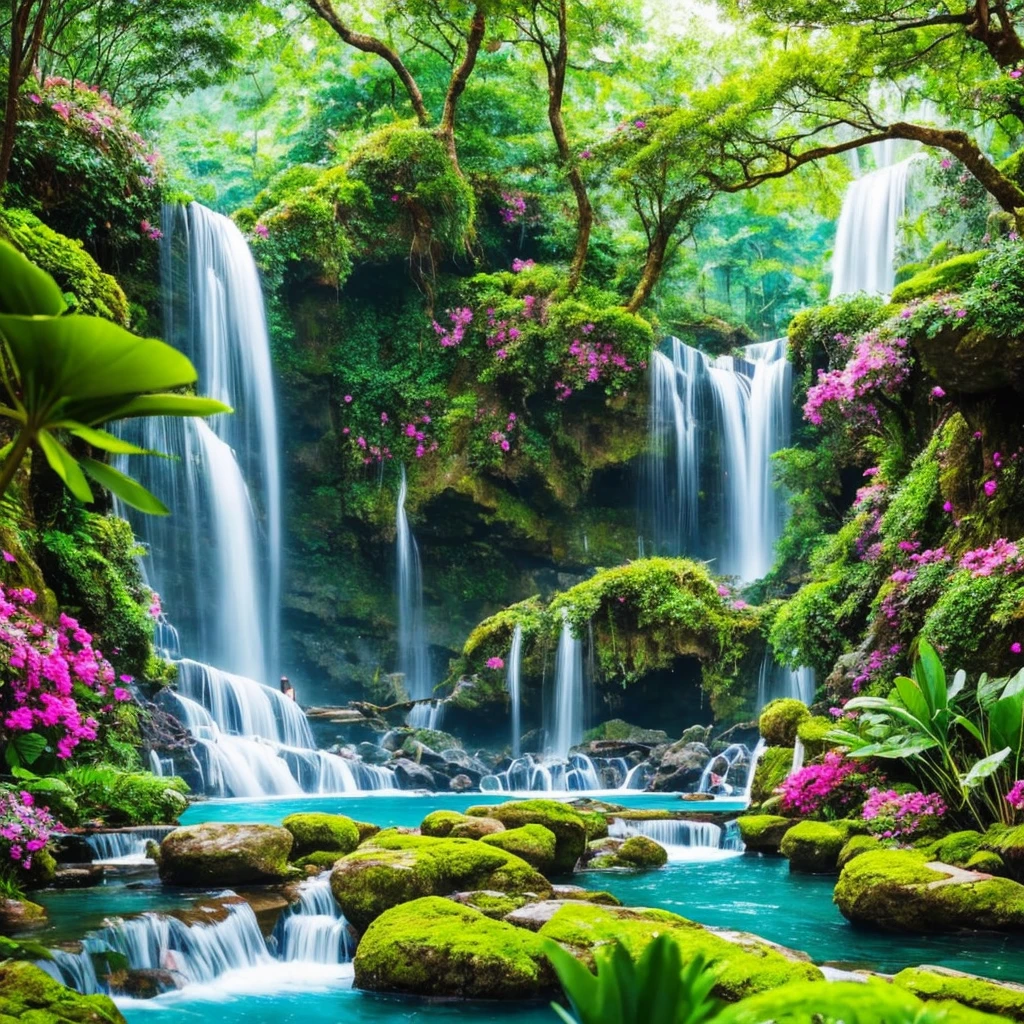 Transport yourself to a hidden paradise of lush greenery, where a colossal waterfall plunges into a crystal-clear stream. Vibrant parrots flutter around, their colorful feathers painting the sky. Mischievous monkeys swing from tree to tree, adding life to the scene. Admire the intricate tropical blooms, each petal a vibrant splash of color. Experience this enchanting oasis in unparalleled detail through advanced 8K visuals powered by Unreal Engine 5.