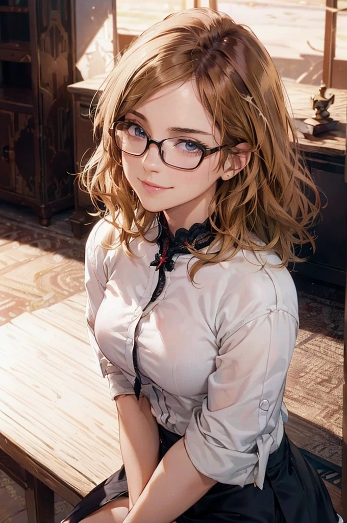 Masterpiece, 最high quality, high quality, High resolution, high quality texture, high quality shadows, High resolution, Beautiful details, Detailed CG, Detailed Texture, Realistic representation of face, Realistic, colorful, delicate, Cinematic Light, Side light, Lens flare, Ray Tracing, sharp concentrated, (1 Girl,concentrated:1.3), ( Intricate details, compensate, PureErosFaceV1:0.5), (細部まで美しいdelicateな顔, 緻密で美しいdelicateな瞳, Perfect Facial Proportions, Dense skin, Optimal ratio of four fingers to one thumb,Unified 8k wallpaper, Arms under chest, Modest chest, Wide Hips, Smooth upper abdomen, 35 years old, blue eyes, glasses,cabin attendant uniform,white blouse,tight fitting black skirt,black stockings, excellent secretary ,working as a secretary, wooden desk, wooden chair, house wife, the gaze of true love, lips of temptation, A look full of compassion ,a smile full of love, i love you, Acting lovey-dovey, air fortress hair, blonde hair, I love you so much I'm crazy,i love you