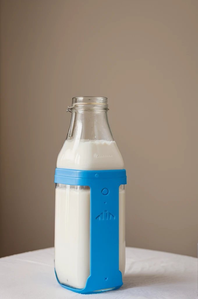 Cute cat stalling milk bottle of baby