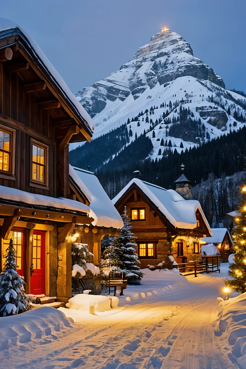 ((best quality)), ((masterpiece)), (detailed)snow-covered cottages
mountain backdrop
cobblestone streets
charming architecture
cozy atmosphere
pine forests
twinkling lights
winter wonderland
serene and quaint
scenic and idyllic