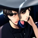 two young men sitting in a car with their hands on their ears, jungkook, they are siblings, bts, official fanart, they are very serious, ✨🕌🌙, they are close to each other, ❤🔥🍄🌪, twins, 🚿🗝📝, holding a 🛡 and an 🪓, with same hairstyle, lv