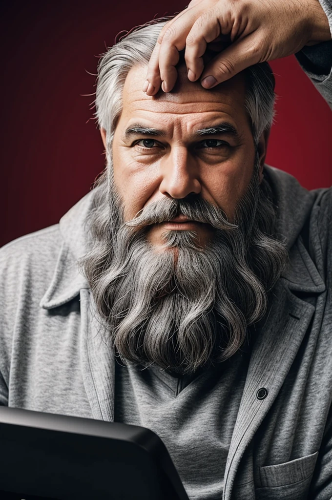 Create me a logo mascot where the mascot is a devilish gray-haired gamer boy with a white beard wearing king's clothes and has the letters below "NARVAEZ FF"