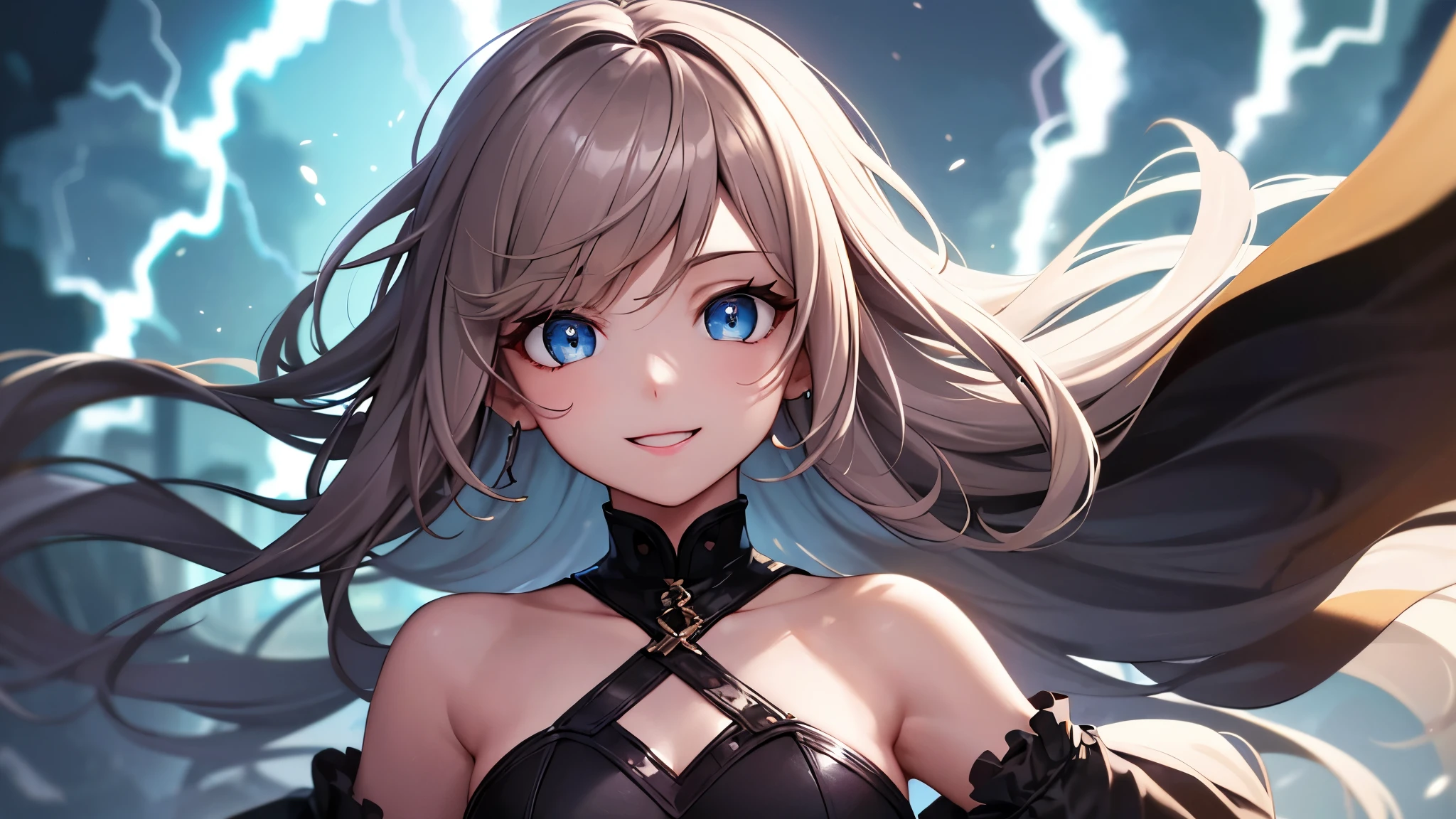 A close up of a woman with long hair and blue eyes - SeaArt AI