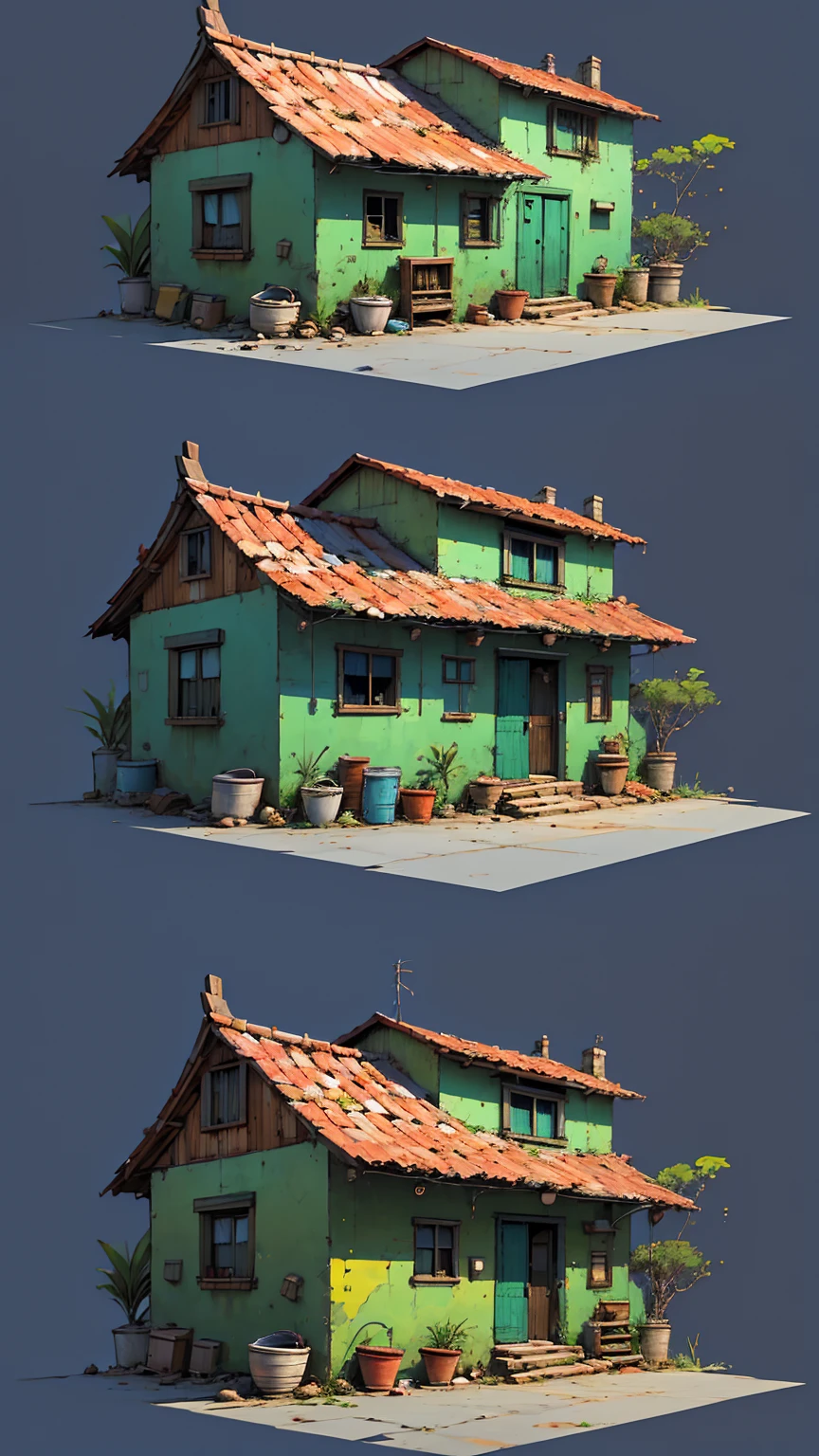 cluster of small houses, Brazilian aesthetics, Brazil color palette,  Unfinished sketch, Digital illustration, (simple background:1.2)