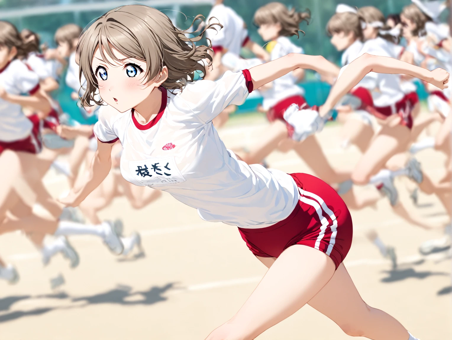 1 girl Love Live Watanabe You Gym uniform running