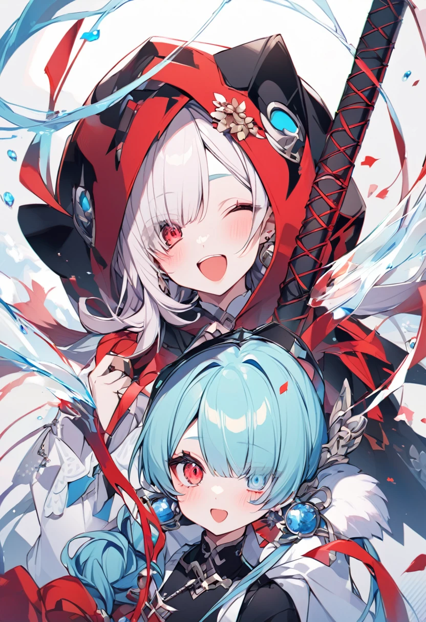 Koichi。Left eye is red。The right eye is light blue.