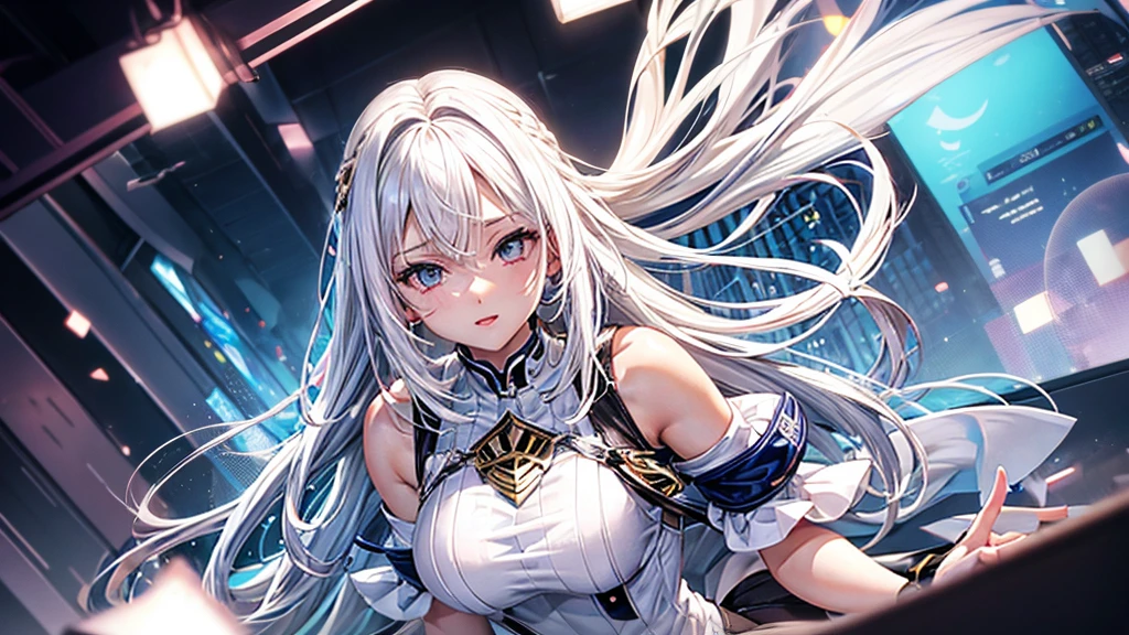 Anime Girl.white hair,white skin. Mini SEXY Skirt (dress),Echchi, SEXY POSE, 4K, ULTRA, sexual body